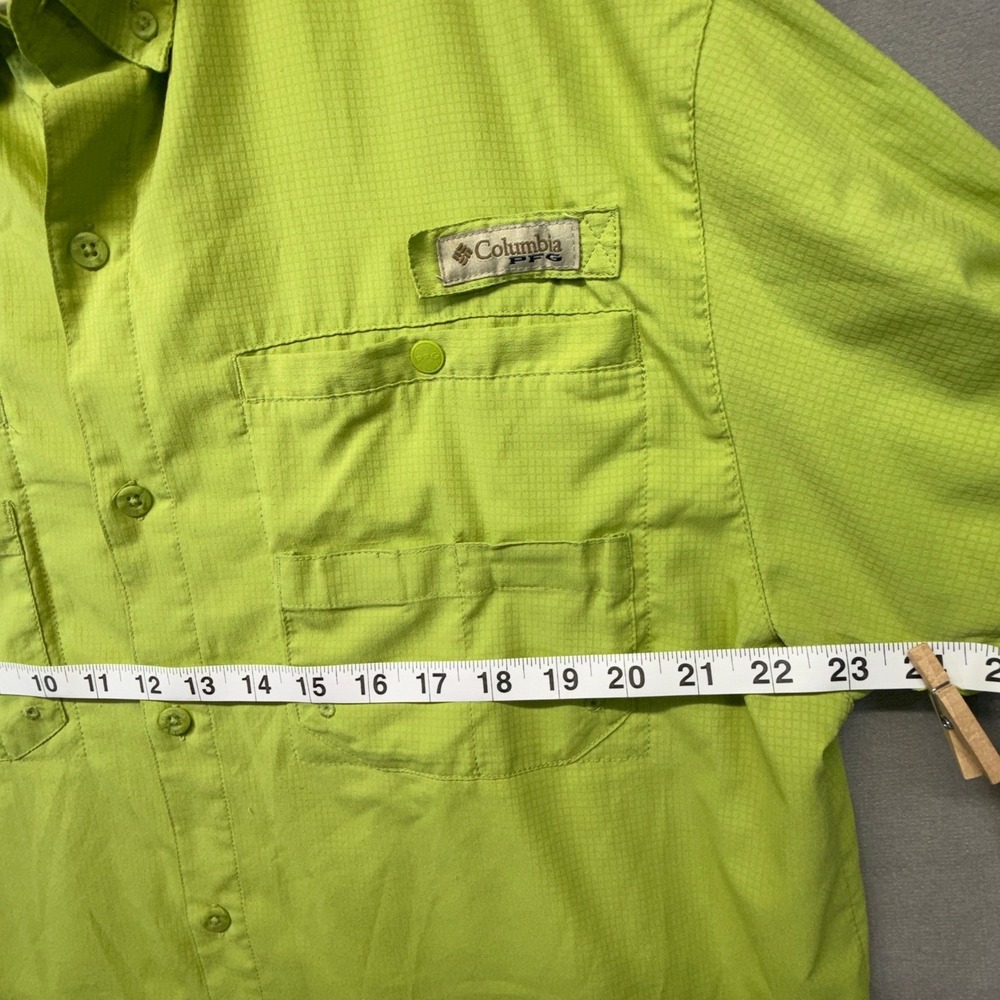 Columbia PFG Fishing Shirt Mens LRG Green Long Sleeve Omni-Shade Ripstop Vented - Picture 16 of 16